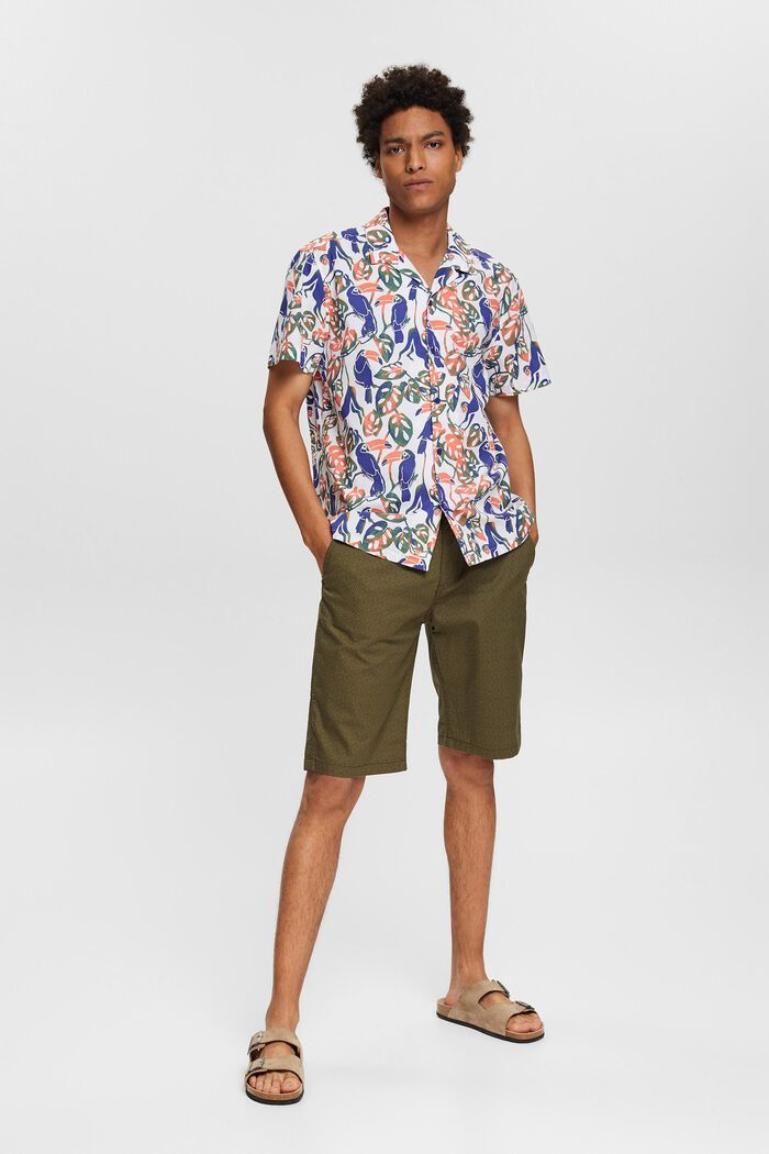 Kurzarm-Hemd mit Tropical-Print, 100% Baumwolle, WHITE, detail image number 2
