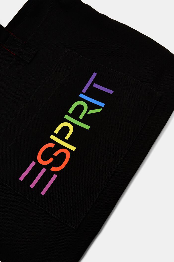 Tote Bag aus Baumwolle mit Logodesign, BLACK, detail image number 3