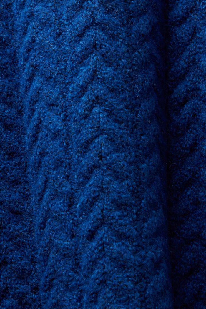 Rollkragenpullover im Zopfstrick-Design, BRIGHT BLUE, detail image number 5