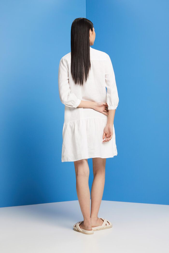 Mini-Hemdblusenkleid, 100 % Leinen, WHITE, detail image number 3