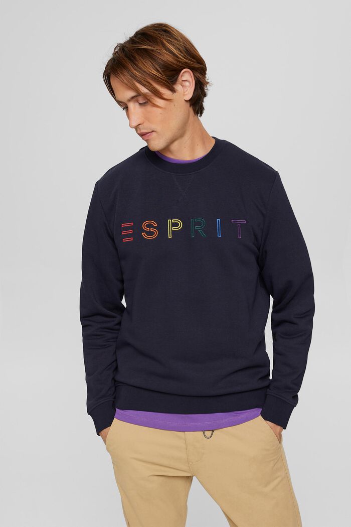 Recycelt: Sweatshirt mit Logostickerei, NAVY, detail image number 0