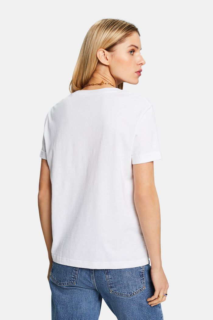 Slub-T-Shirt mit U-Ausschnitt, WHITE, detail image number 3