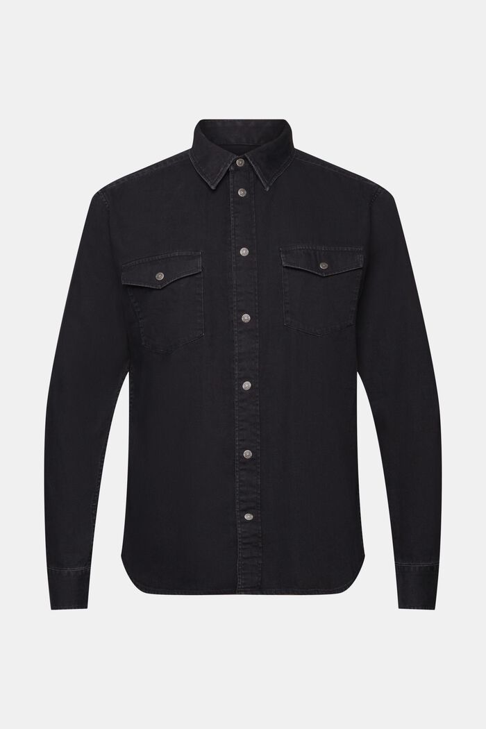Jeanshemd aus 100 % Baumwolle, BLACK DARK WASHED, detail image number 6