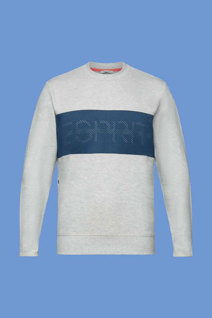 Sweatshirt aus Fleece mit Mesh-Logo, LIGHT GREY, detail image number 6