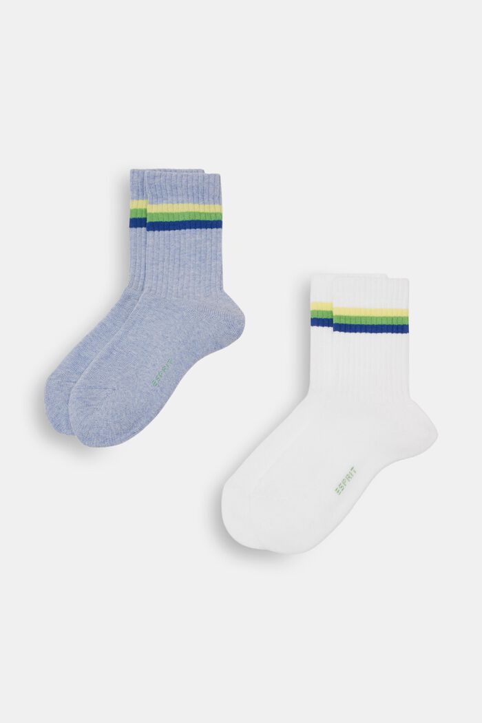 2er-Pack gerippte Socken mit Streifen, BLUE/WHITE, detail image number 0
