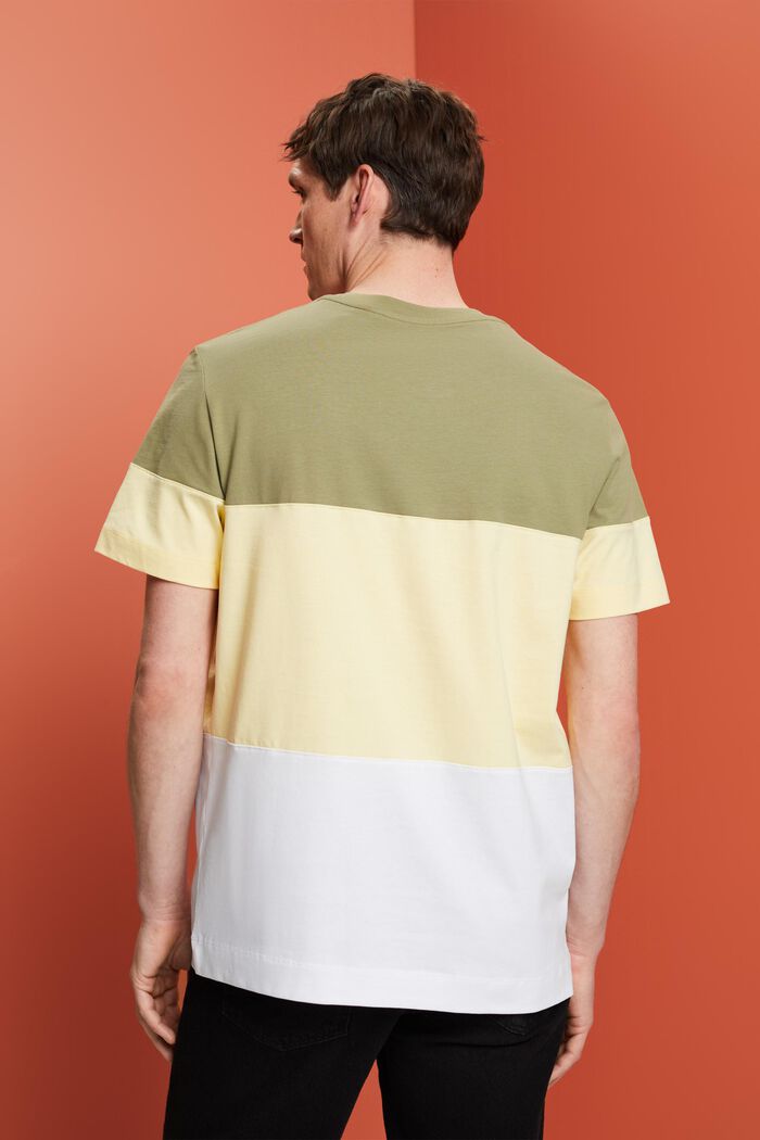 Colourblock-T-Shirt, 100 % Baumwolle, LIGHT KHAKI, detail image number 3