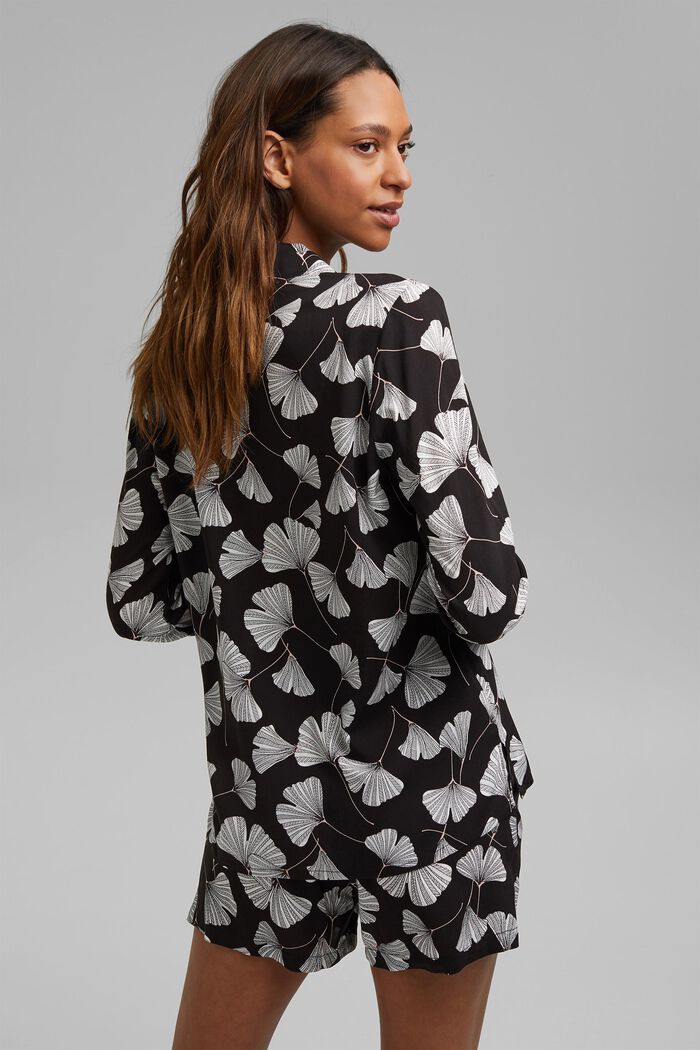 Pyjama mit Ginko-Print, LENZING™ ECOVERO™, BLACK, detail image number 2
