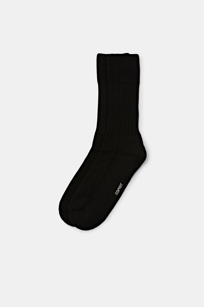 Socken aus grobem Rippstrick, BLACK, detail image number 0