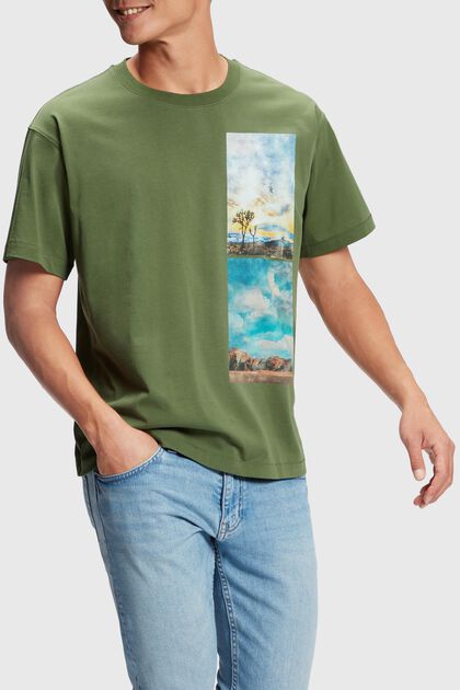 T-Shirt mit abgesetztem Landschafts-Print