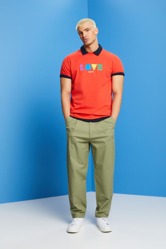 T-Shirt aus Bio-Baumwolle mit geometrischem Print, ORANGE RED, detail image number 5