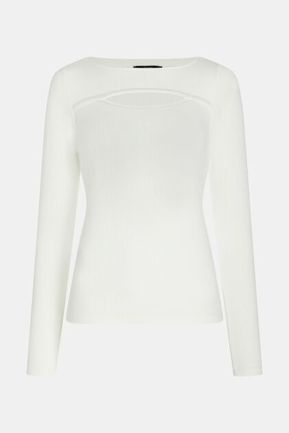 Longsleeve mit Cut-Out, LENZING™ ECOVERO™, OFF WHITE, overview