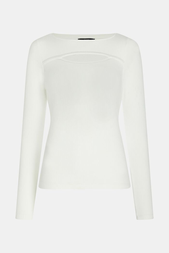 Longsleeve mit Cut-Out, LENZING™ ECOVERO™, OFF WHITE, detail image number 4