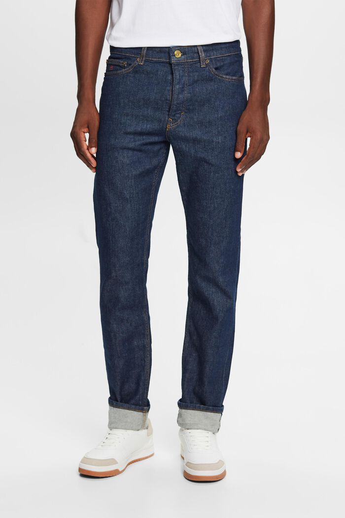 Jeans mit geradem Bein und mittlerer Bundhöhe, BLUE RINSE, detail image number 0