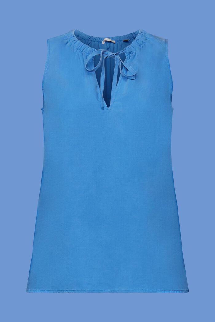 Ärmellose Bluse mit elastischem Kragen, BRIGHT BLUE, detail image number 6