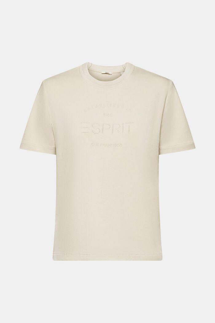 T-Shirt mit Logostickerei, Bio-Baumwolle, LIGHT TAUPE, detail image number 6