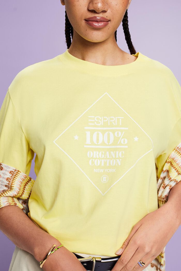 T-Shirt aus Bio-Baumwolle mit Print, PASTEL YELLOW, detail image number 1