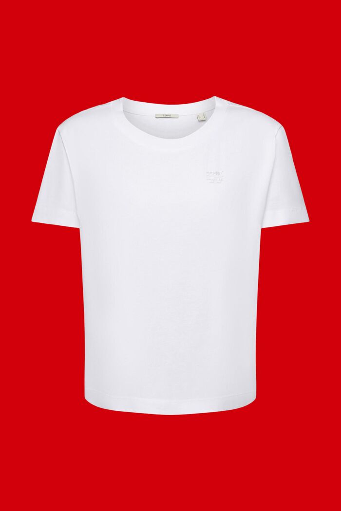 Baumwoll-T-Shirt mit Logo-Print, WHITE, detail image number 6
