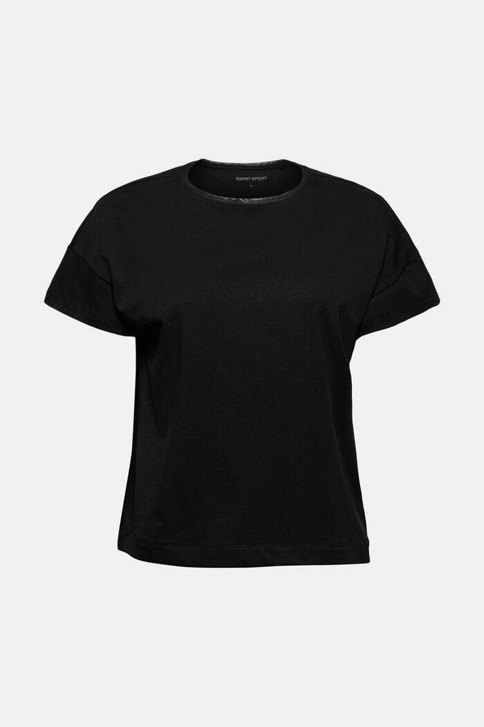 Boxy T-Shirt mit Mesh, Bio-Baumwolle, BLACK, detail image number 7