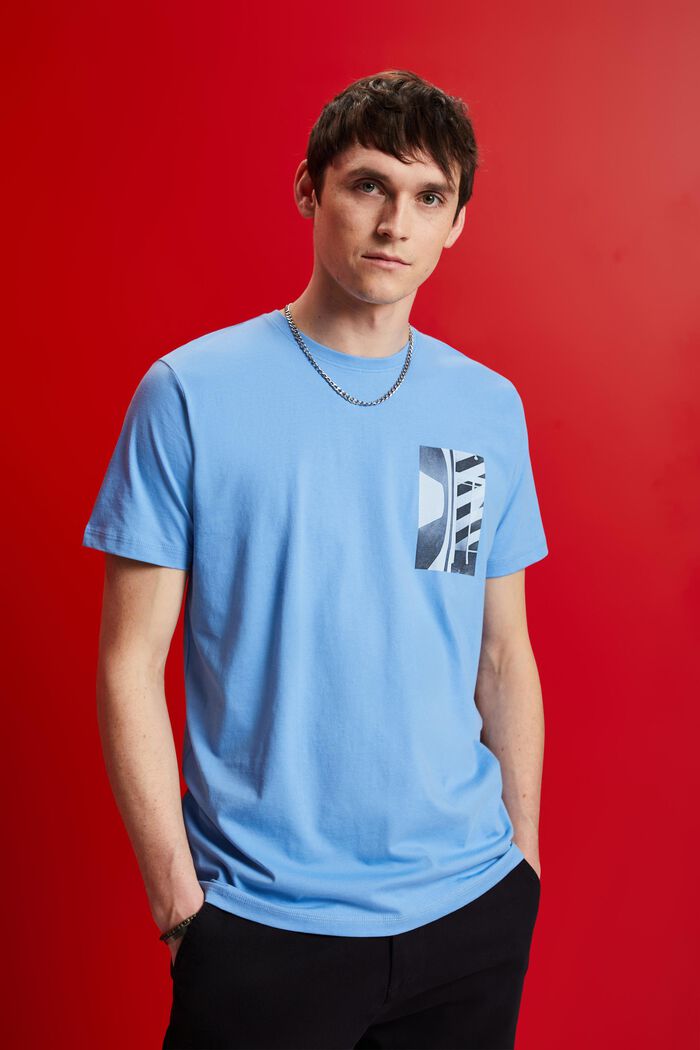 Rundhals-T-Shirt, 100 % Baumwolle, LIGHT BLUE, detail image number 0