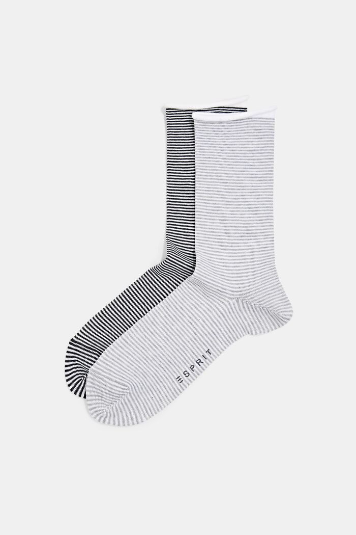 2er-Pack gestreifte Socken aus Bio-Baumwollmix, NEW SORTIMENT, overview