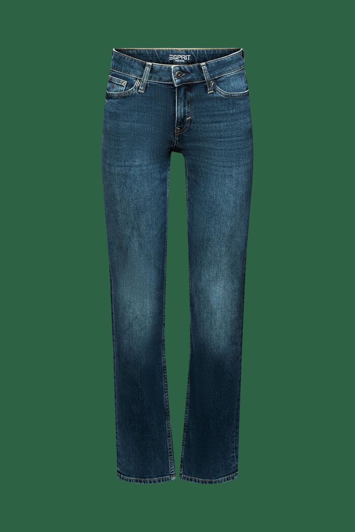 Gerade Jeans mit mittelhohem Bund, BLUE MEDIUM WASHED, detail image number 6