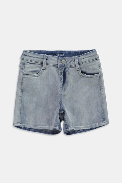Jeans-Shorts mit Verstellbund, BLUE BLEACHED, overview
