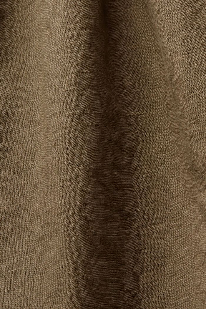 Ärmellose, gesmokte Bluse aus Baumwolle-Leinen-Mix, KHAKI GREEN, detail image number 5