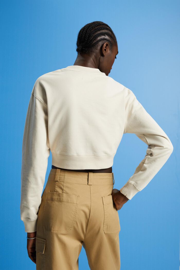Verkürztes Sweatshirt mit Knotendetail, LIGHT TAUPE, detail image number 3