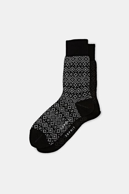 2er-Set Socken mit Fair Isle-Muster aus Wollmix
