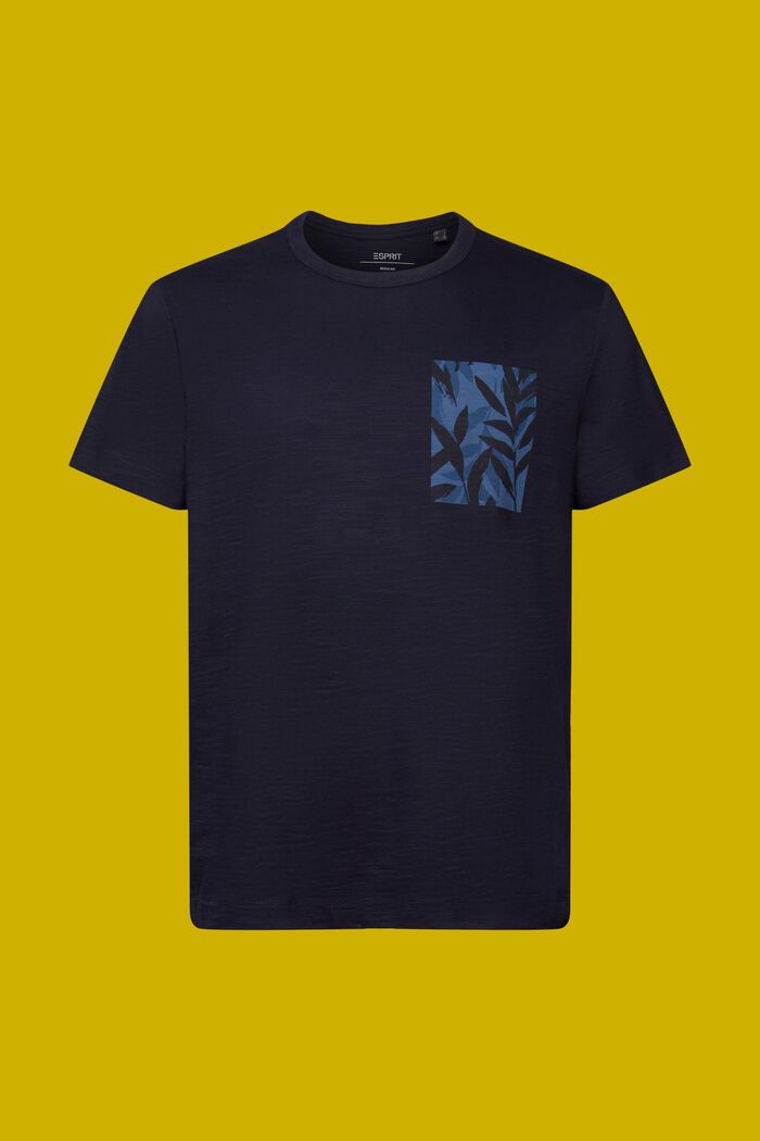 Jersey-T-Shirt mit Brust-Print, 100 % Baumwolle, NAVY, detail image number 6