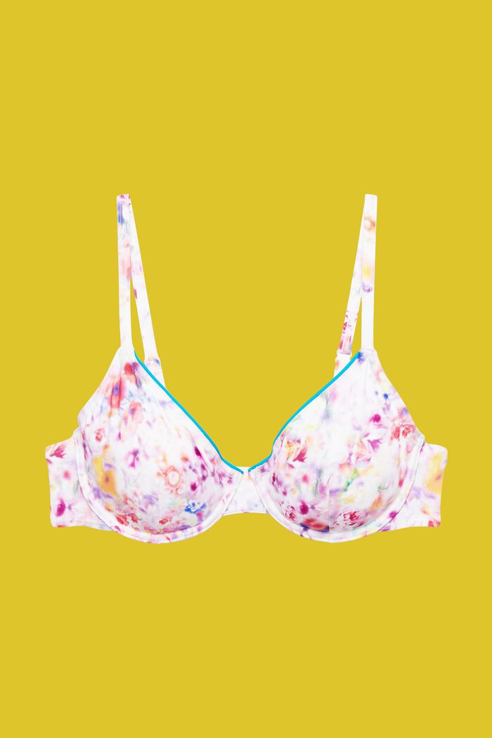 Bikini-Top mit Bügel-Cups und floralem Print, TEAL BLUE, detail image number 4