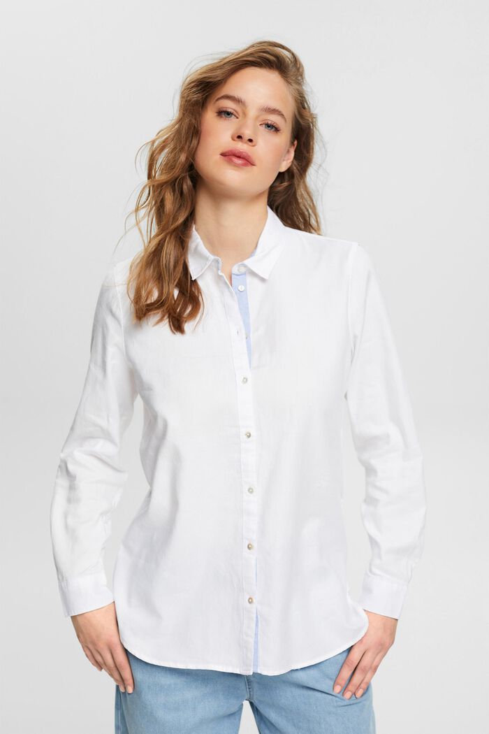 Hemd-Bluse aus 100% Baumwolle, WHITE, detail image number 0