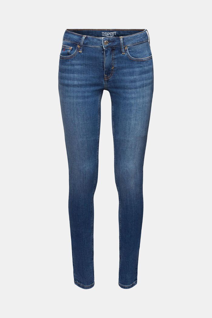 Skinny Jeans mit mittlerer Bundhöhe, BLUE MEDIUM WASHED, detail image number 7