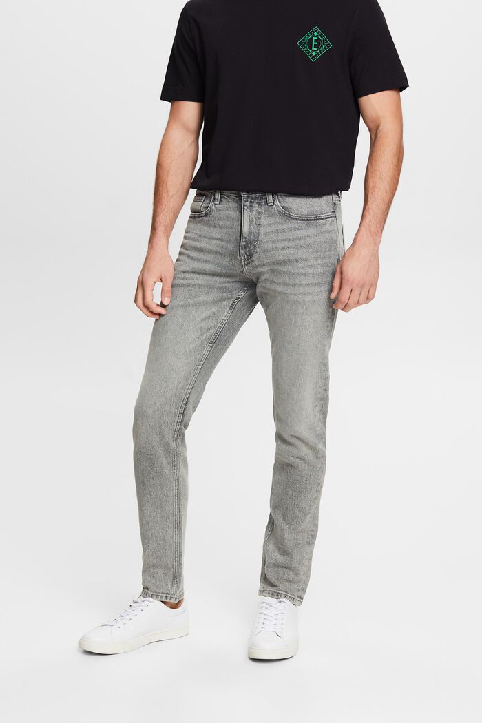 Schmale Jeans mit mittlerer Bundhöhe, GREY LIGHT WASHED, detail image number 0