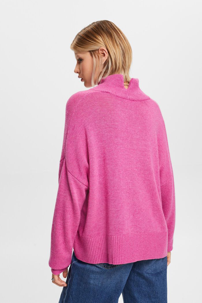 Pullover mit Stehkragen aus Wollmix, PINK FUCHSIA, detail image number 4