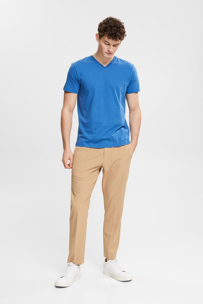 T-Shirt mit V-Ausschnitt aus nachhaltiger Baumwolle, BLUE, detail image number 4