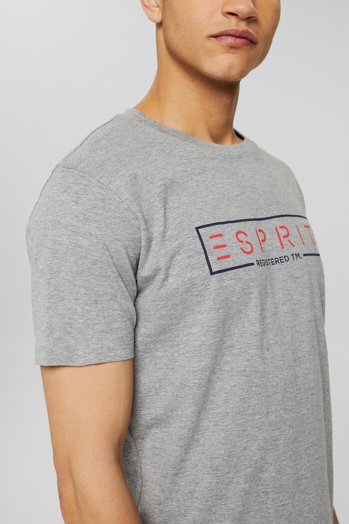 Jersey-T-Shirt mit Logo aus Baumwoll-Mix, MEDIUM GREY, detail image number 1