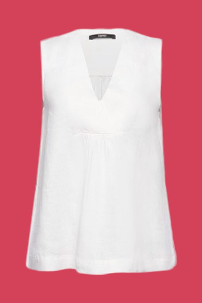 Ärmellose Babydoll-Bluse aus Leinen, WHITE, detail image number 6