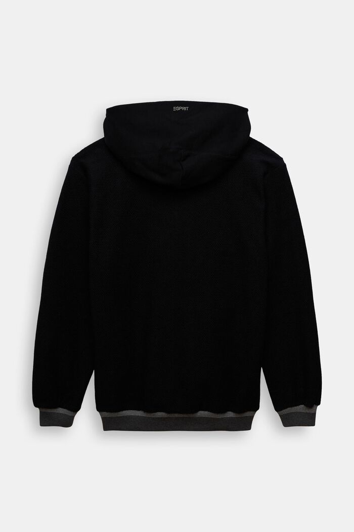 Zipper-Hoodie mit Struktur, 100% Baumwolle, BLACK, detail image number 1