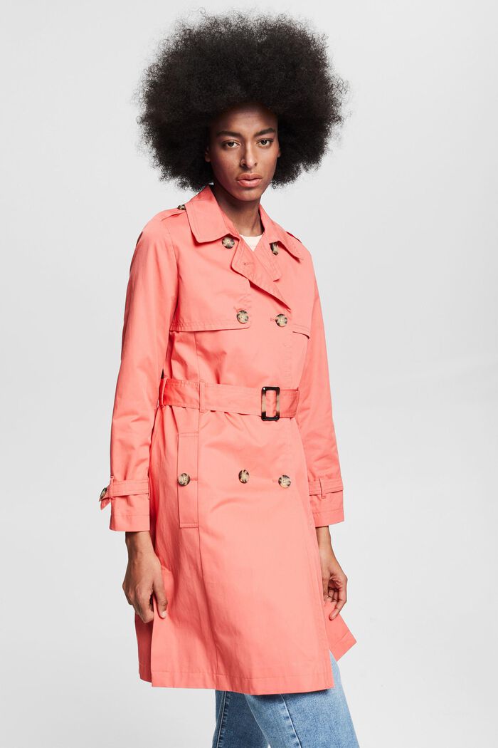 Trenchcoat aus Baumwolle, CORAL, detail image number 0
