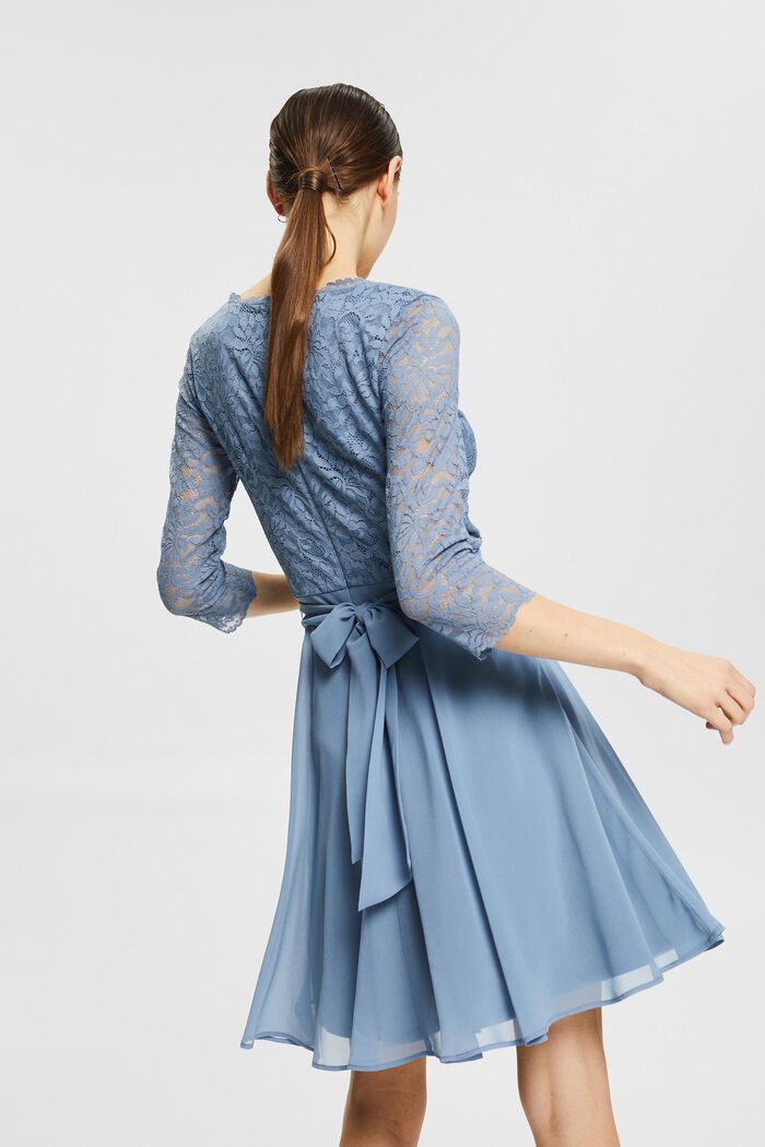Recycelt: Kleid mit Spitzenoberteil, GREY BLUE, detail image number 2