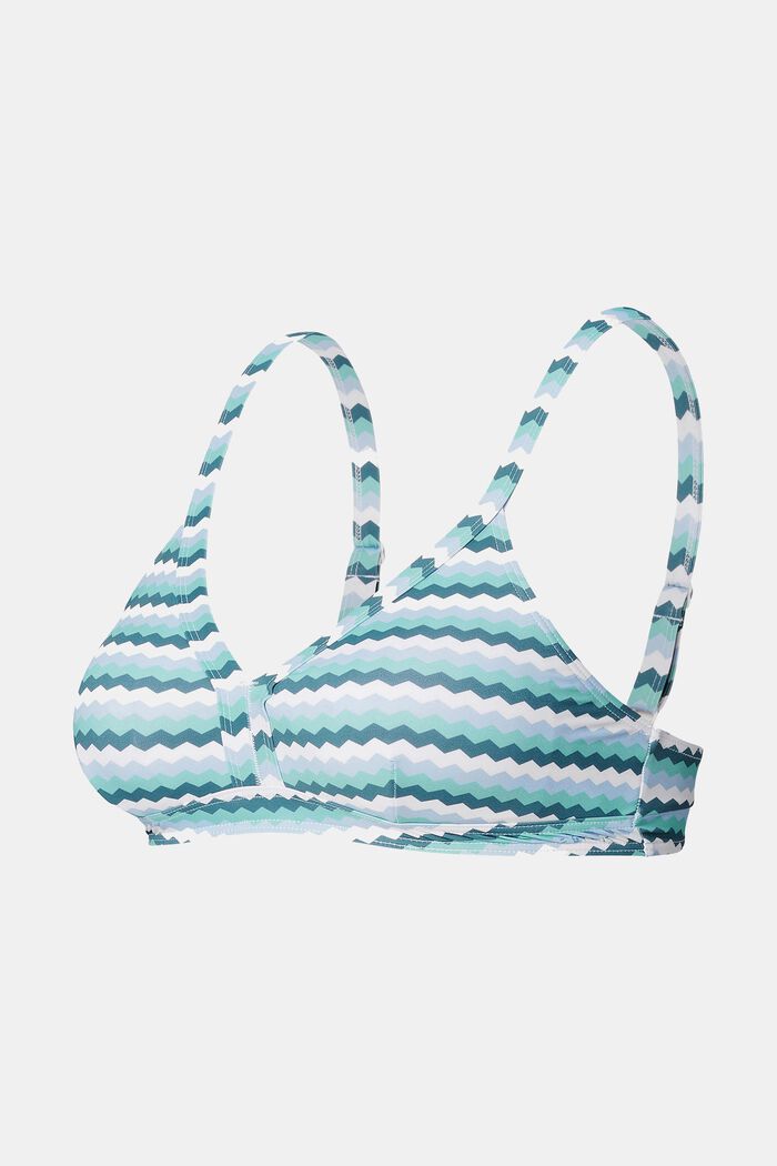 Wattiertes Bikini-Top mit Zacken-Print, LIGHT BLUE, detail image number 0