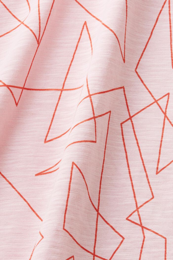 Baumwoll-T-Shirt mit V-Ausschnitt und Print, LIGHT PINK, detail image number 4