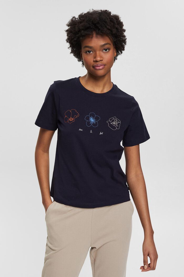 T-Shirt mit Print, 100% Bio-Baumwolle, NAVY, overview