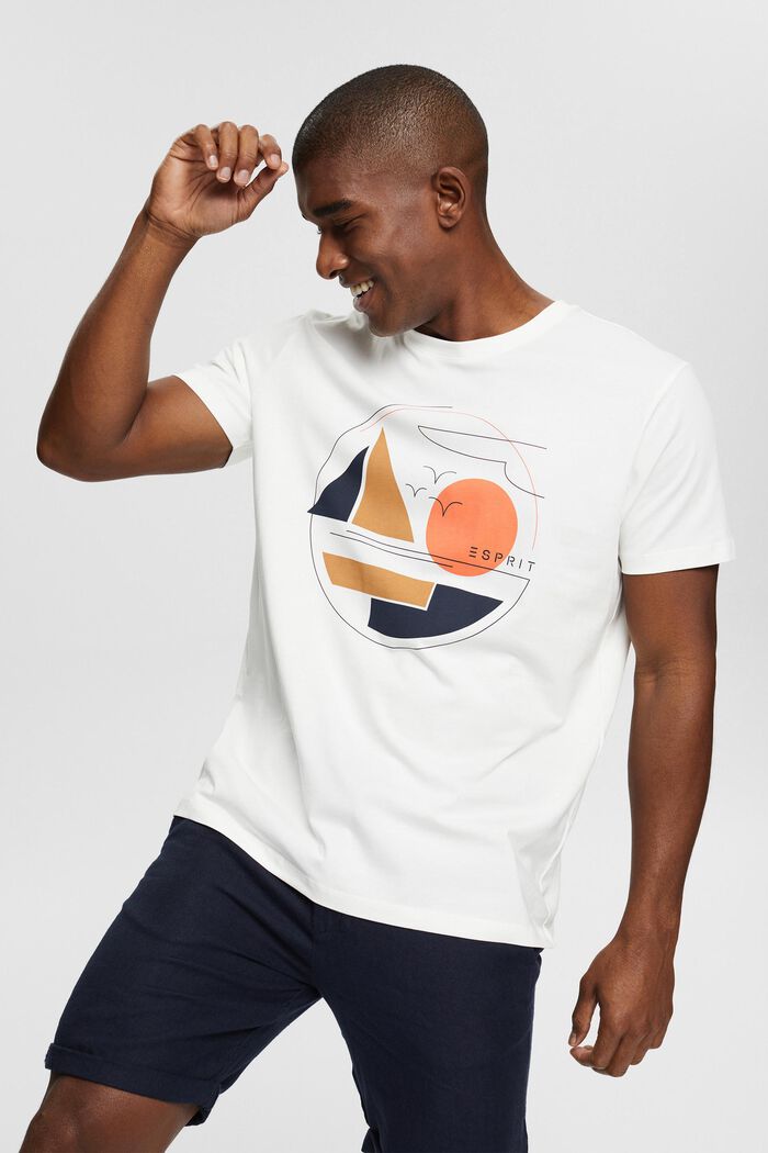 Jersey-T-Shirt mit Print, OFF WHITE, detail image number 4