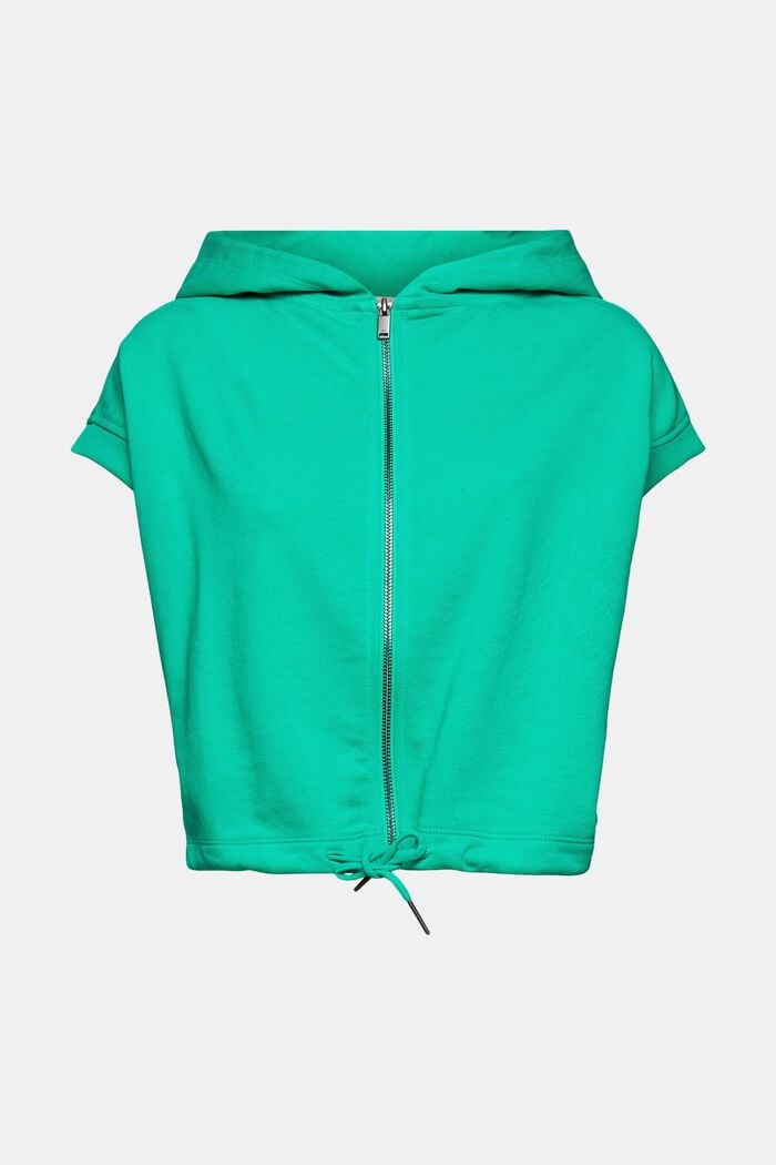 Recycelt: kurzärmeliger Zipper-Hoodie, GREEN, detail image number 6