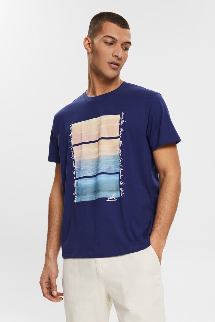 Jersey-T-Shirt mit Print, DARK BLUE, detail image number 1