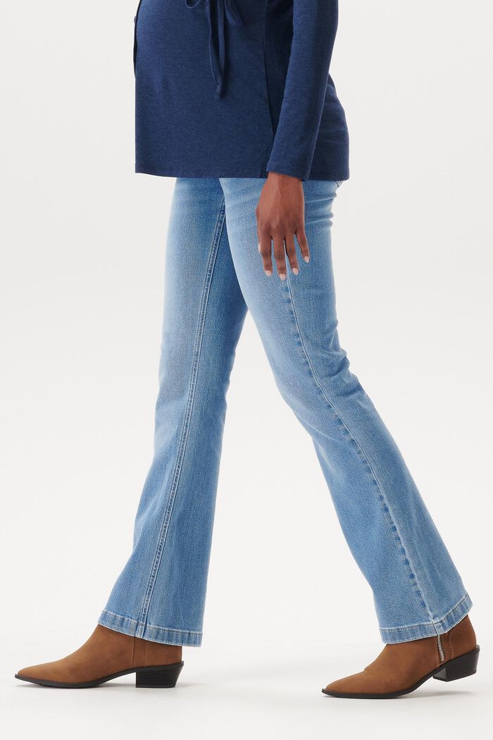 Jeans mit ausgestelltem Bein und Überbauchbund, BLUE MEDIUM WASHED, detail image number 2