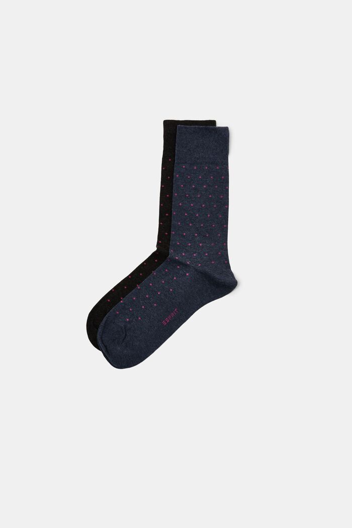 2er-Set Socken mit Dot-Muster, organische Baumwolle, BLACK, overview