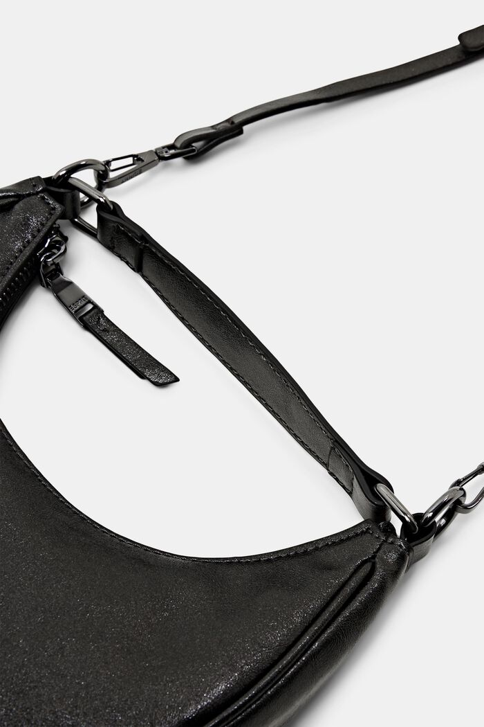 Halbmondförmige Tasche in Lederoptik, BLACK, detail image number 1